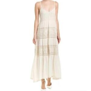 ANTHROPOLOGIE / LOVE THE LABEL The Aurora Beaded Maxi Dress Cream Sz Small